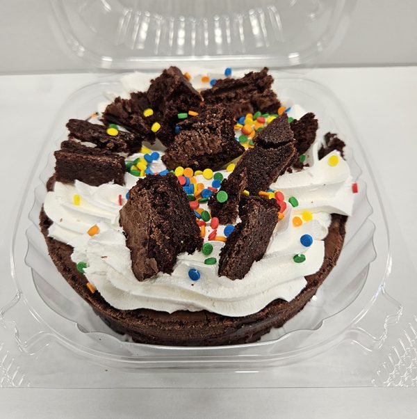 Jumbo Brownie topped with brownie bits & sprinkles