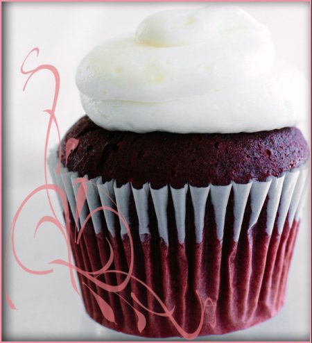 Red velvet with cream cheese icing cupcake