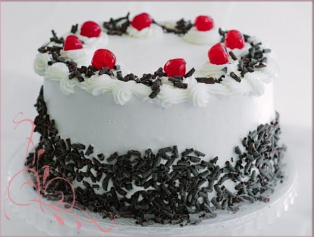 Black forest chocolate cake with cherry filling