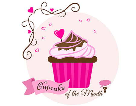 Pink sweet dessert. Festive cupcake with chocolate and heart for Valentine's Day. Vector illustration